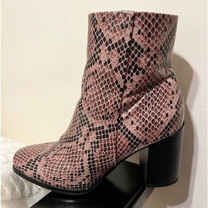 Women’s faux snake print ankle boots